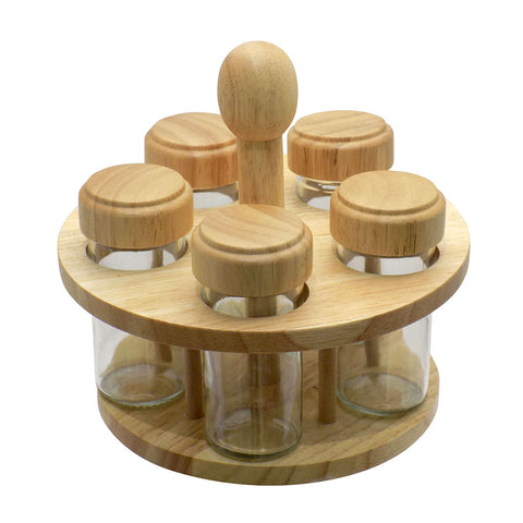 ESPECIERO MADERA GIRATORIO 5 FRASCOS