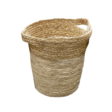 CESTO TEJIDO CREMA NATURAL CON ASAS