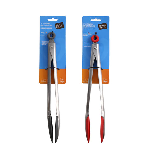 PINZA ACERO INOXIDABLE 30 CM GRIS O ROJO