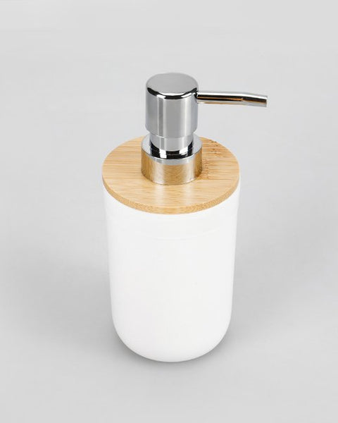 DISPENSADOR BAÑO BLANCO Y BAMBÚ