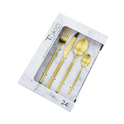 CUBIERTO TOKIO ACERO INOXIDABLE GOLD 24 PIEZAS