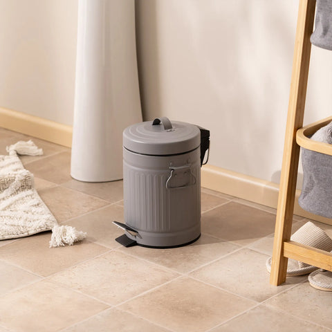 PAPELERA DE BAÑO RETRO GRIS 3 LT