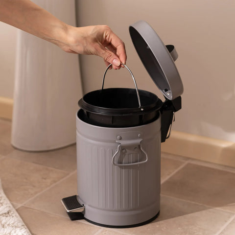 PAPELERA DE BAÑO RETRO GRIS 3 LT