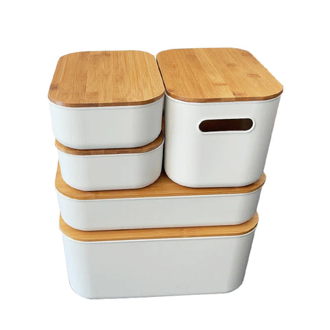 CAJA PVC CON TAPA DE BAMBÚ