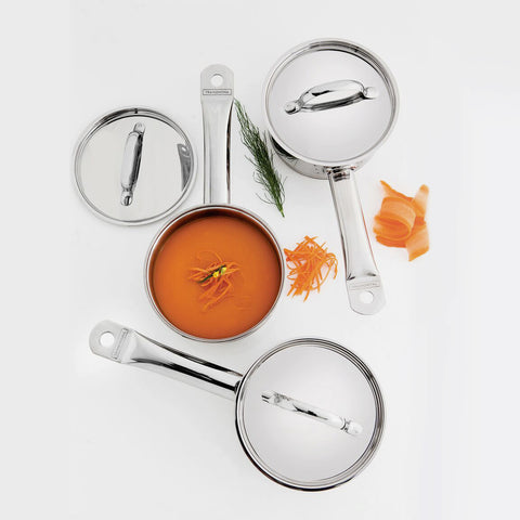 CACEROLA CAZO TRAMONTINA PROFESIONAL ACERO INOX. CON MANGO
