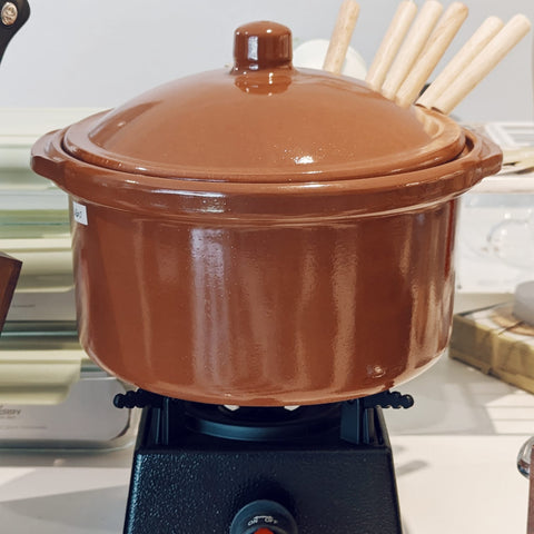 FONDUE TERRACOTA CON CALENTADOR A GAS